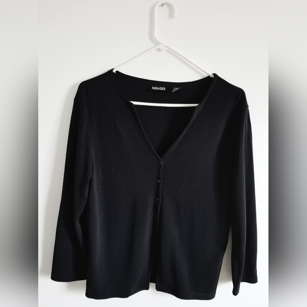 NY & CO Black Button-Front Cardigan Size L